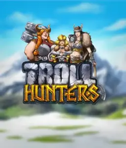 Step into the world of "Troll Hunters," where bold Viking warriors stand ready to confront their foes. The logo shows a pair of Vikings, male and female, armed and ready, overlooking a chilly mountainous backdrop. They exude power and determination, capturing the essence of the game's adventurous theme.